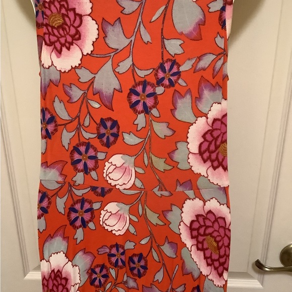 Floral sleeveless summer dress colorful stretchy size 12-14 fits great 🌺 - Picture 6 of 9